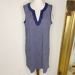 NWT Draper James Lands End Blue & White Gingham Sleeveless Dress Size Medium